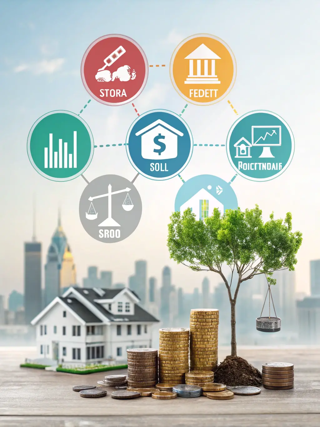 A photograph of a diverse portfolio chart showing various asset classes like stocks, bonds, and real estate, illustrating Lavirise's diversified investment approach.