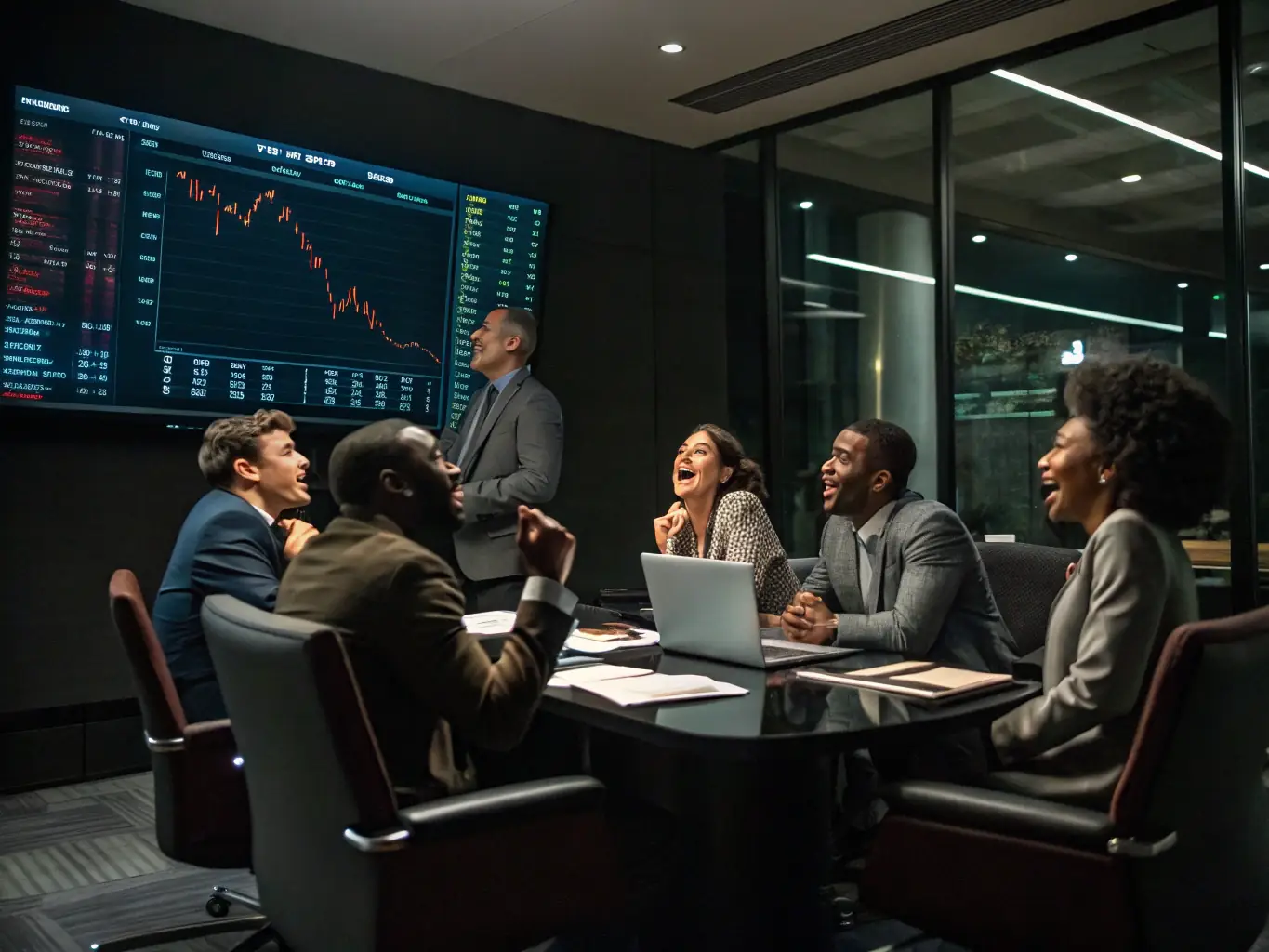 A visually compelling image showcasing a group of investors analyzing private equity deals, emphasizing the exclusivity and high-quality nature of private-market co-investments.